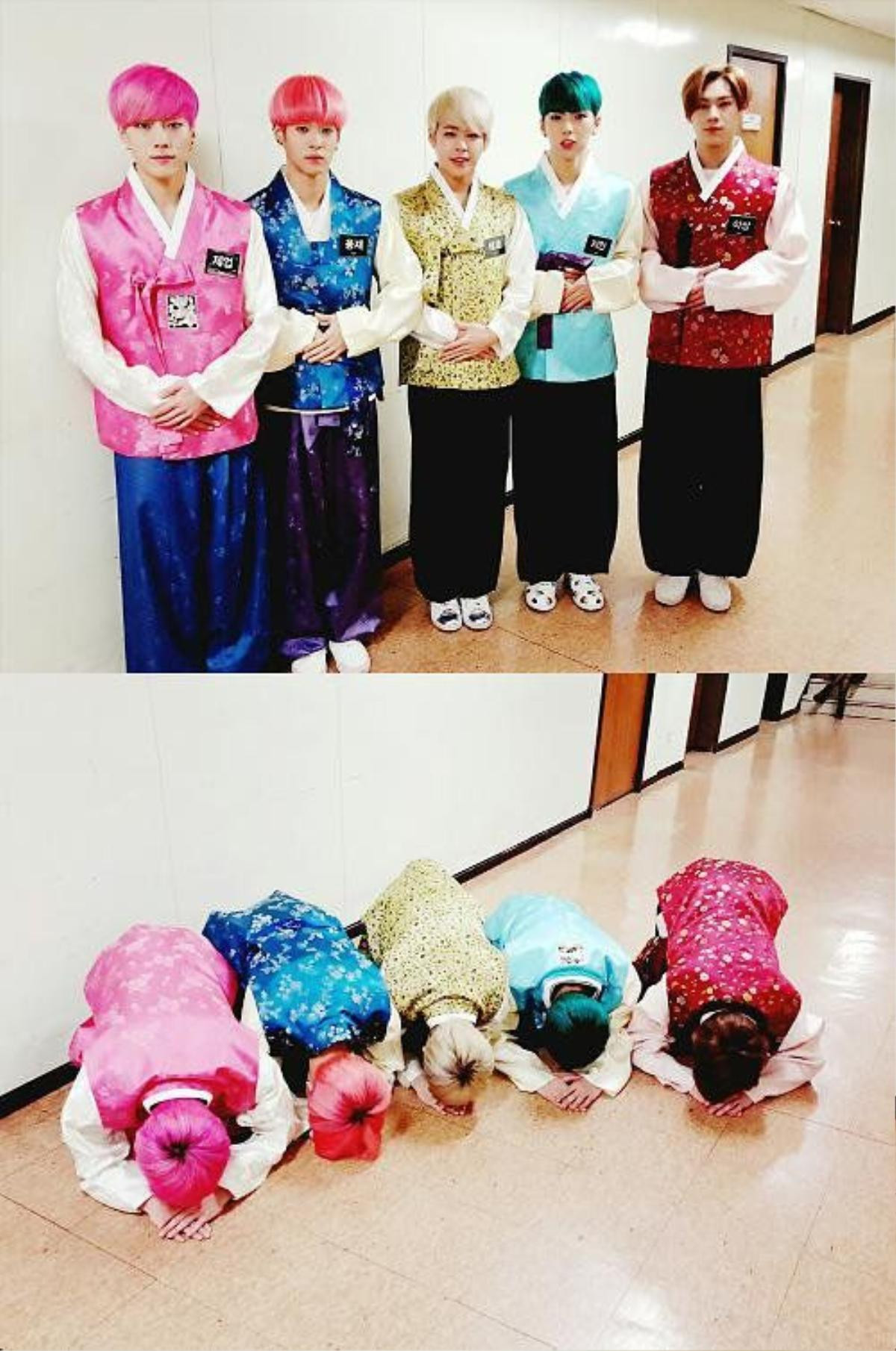 Boyband IMPACT trong trang phục hanbok đầy màu sắc.